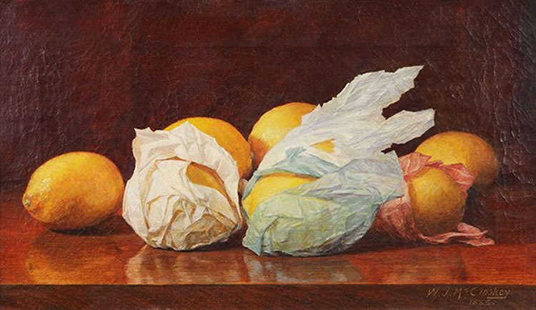 Wrapped Lemons on a Table Top, by William J. McCloskey